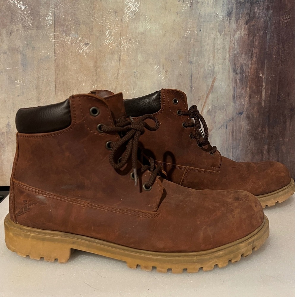 Goodyear Work Boots Men 10 Brown Good Rugged Leather Lace Up Lug Sole Utility